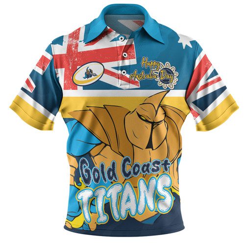 Gold Coast Titans Polo Shirt - Happy Australia Day We Are One And Free Gold Coast Titans Polo Shirt - Happy Australia Day We Are One And Free