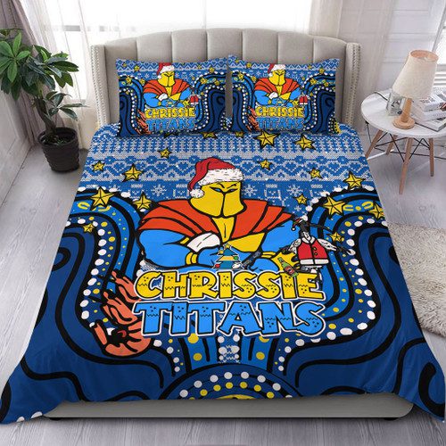 Gold Coast Titans Christmas Custom Bedding Set - Christmas Knit Patterns Vintage Jersey Ugly Bedding Set Gold Coast Titans Christmas Custom Bedding Set - Christmas Knit Patterns Vintage Jersey Ugly Bedding Set