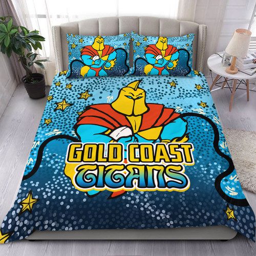 Gold Coast Titans Custom Bedding Set - Team With Dot And Star Patterns For Tough Fan Bedding Set Gold Coast Titans Custom Bedding Set - Team With Dot And Star Patterns For Tough Fan Bedding Set