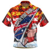 Australia Surfing Christmas Polo Shirt - Tropical Santa Catch The Wave Polo Shirt