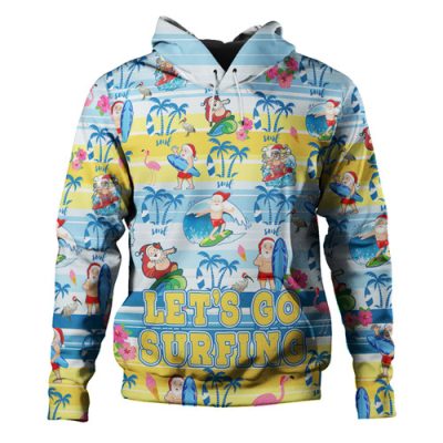 Australia Surfing Christmas Hoodie - Tropical Santa Let's Go Surfing Hoodie