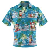 Australia Christmas Surfing Polo Shirt - Funny Santa Surfing Christmas Polo Shirt