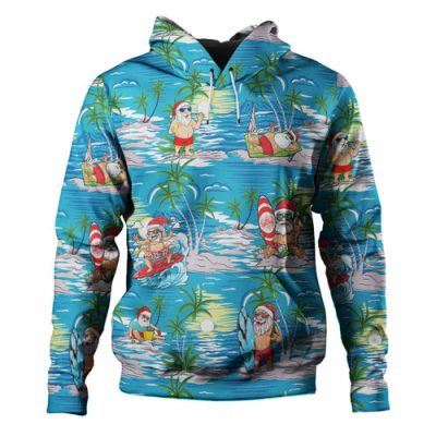 Australia Christmas Surfing Hoodie - Funny Santa Surfing Christmas Hoodie
