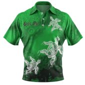 [Custom] Australia Aboriginal Inspired Polo Shirt - Indigenous Turtle Ocean Dot Painting Art  Green