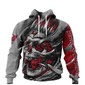 NFL Tampa Bay Buccaneers Custom Name Number Grey Skull Red Pullover Hoodie