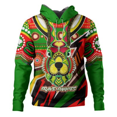 South Sydney Rabbitohs Hoodie - Brave Bunnies Go the Mighty Heroes Indigenous Hoodie