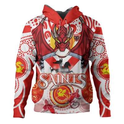 St. George Illawarra Dragons Custom Hoodie - Saints With Aboriginal Inspired Dot Art Hoodie