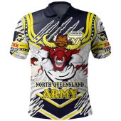 North Queensland Cowboys Custom Polo Shirt - Indigenous North Queensland Cowboys Army Scratch Style Polo Shirt