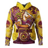 Brisbane Broncos Custom Hoodie - Go Mighty Broncos Indigenous Art Personalised Player Name And Number Hoodie