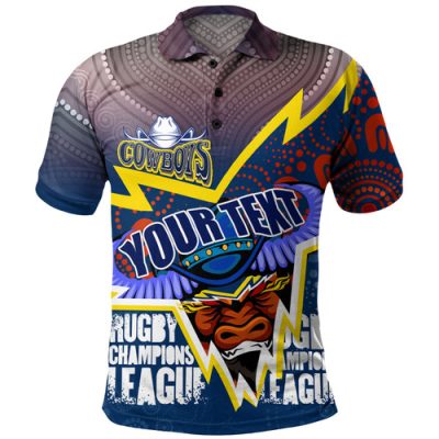 North Queensland Cowboys Custom Polo Shirt - Super North Queensland Cowboys Cows Indigenous Aboriginal Inspired Polo Shirt