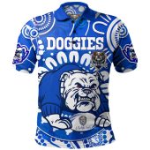 Canterbury-Bankstown Bulldogs Custom Polo Shirt - Indigenous Doggies Blue and Whites Aboriginal Inspired Polo Shirt