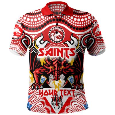 St. George Illawarra Dragons Indigenous Custom Polo Shirt - The RED V With Indigenous Culture Polo Shirt