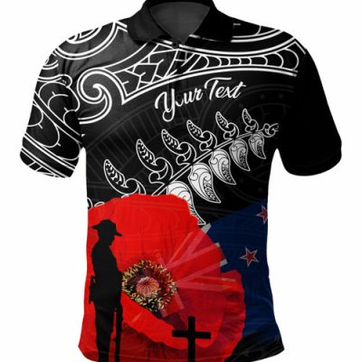 New Zealand Warriors Anzac Day Custom Polo Shirt - Maori New Zealand Warriors Anzac Day Poppies Polo Shirt