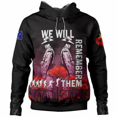 Australia Anzac Day Hoodie - Anzac Day Soldier We Will Remember Them Hoodie Pink