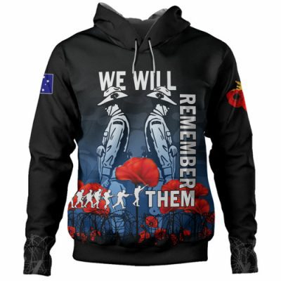Australia Anzac Day Hoodie - Anzac Day Soldier We Will Remember Them Hoodie Blue