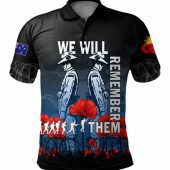 Australia Anzac Day Polo Shirt - Anzac Day Soldier We Will Remember Them Polo Shirt Blue