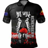 Australia Anzac Day Polo Shirt - Anzac Day Soldier We Will Remember Them Polo Shirt Black