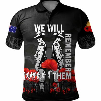 Australia Anzac Day Polo Shirt - Anzac Day Soldier We Will Remember Them Polo Shirt Black