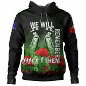 Australia Anzac Day Hoodie - Anzac Day Soldier We Will Remember Them Hoodie Black