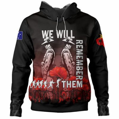 Australia Anzac Day Hoodie - Anzac Day Soldier We Will Remember Them Hoodie Red