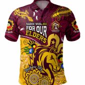 Australia Naidoc Week Broncos Polo Shirt - Bronx For Our Elders Aboriginal Inspired Polo Shirt Blue