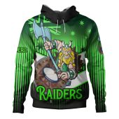Canberra Raiders Hoodie - Canberra Raiders Mascot With Australia Flag