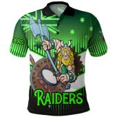 Canberra Raiders Polo Shirt - Canberra Raiders Mascot With Australia Flag
