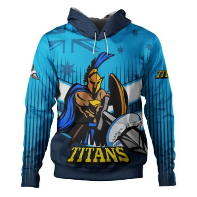 Gold Coast Titans Hoodie - Gold Coast Titans Mascot With Australia Flag