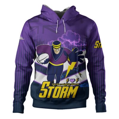 Melbourne Storm Hoodie - Melbourne Storm Mascot With Australia Flag
