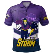 Melbourne Storm Polo Shirt - Melbourne Storm Mascot With Australia Flag