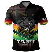 Penrith Panthers Polo Shirt - Penrith Panthers Mascot With Australia Flag