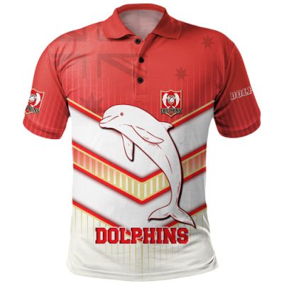 Redcliffe Dolphins Polo Shirt - Redcliffe Dolphins Macost With Australia Flag Polo Shirt