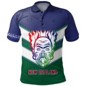 New Zealand Warriors Sport Polo Shirt - Maori Face With NZ Flag Polo Shirt