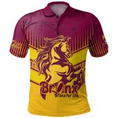 Brisbane Broncos Polo Shirt - Bronx Mascot With Australia Flag