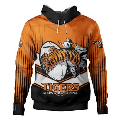 Wests Tigers Hoodie - Wests Tigers Mascot With Australia Flag