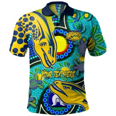 Parramatta Eels Custom Polo Shirt - Parramatta Eels Now Or Never Indigenous Culture Flag Dot Painting Polo Shirt