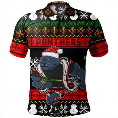 Penrith Panthers Christmas Polo Shirt - Custom Penrith Panthers Merry Christmas Mei