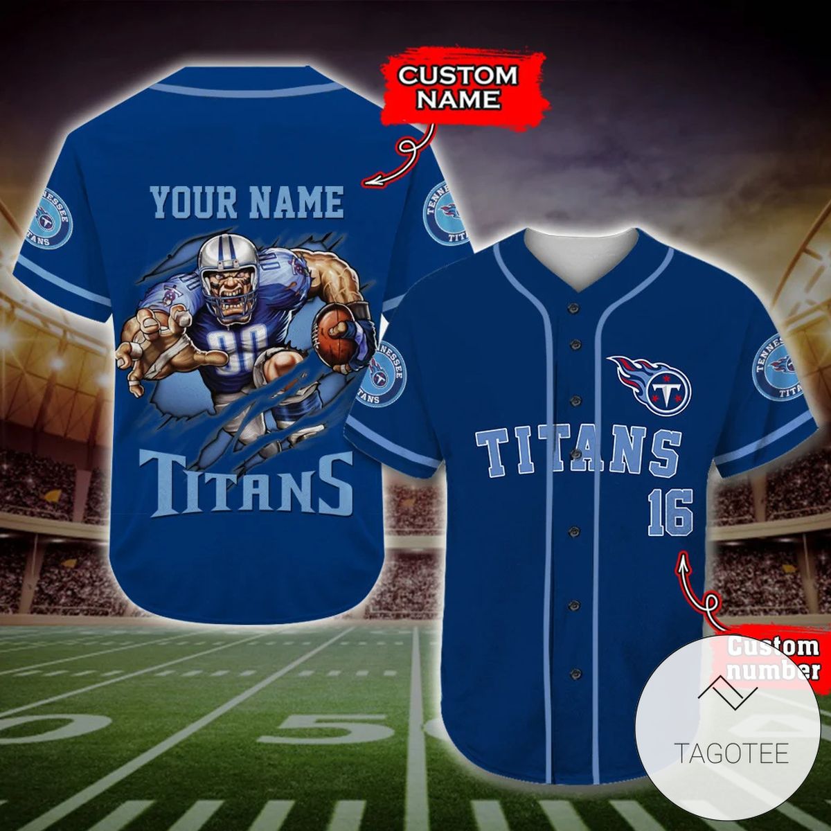 NFL Tennessee Titans Custom Name Number Navy Blue Baseball Jersey NFL Tennessee Titans Custom Name Number Navy Blue Baseball Jersey