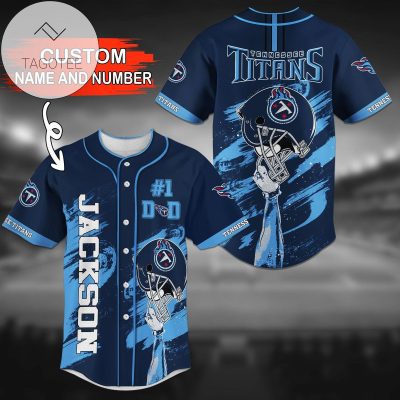 NFL Tennessee Titans Custom Name Number Navy Blue Baseball Jersey V2