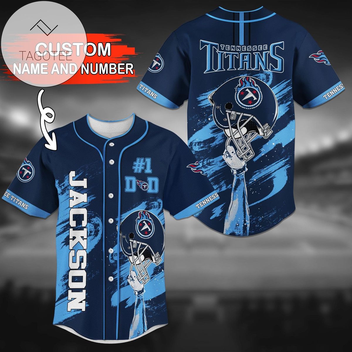 NFL Tennessee Titans Custom Name Number Navy Blue Baseball Jersey V2 NFL Tennessee Titans Custom Name Number Navy Blue Baseball Jersey V2