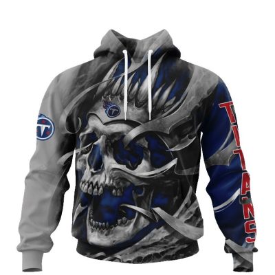 NFL Tennessee Titans Custom Name Number Skull Grey Pullover Hoodie