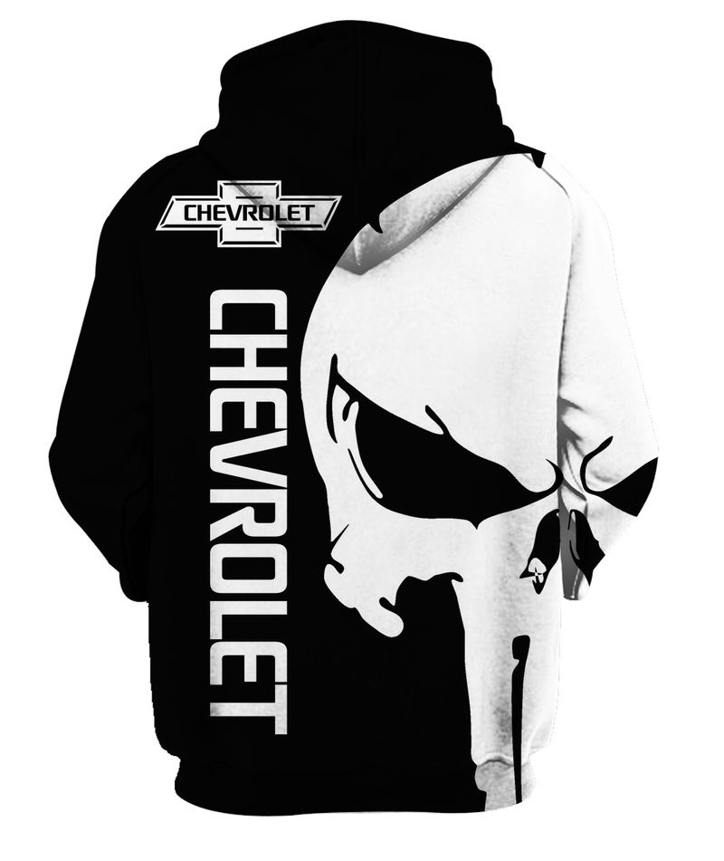 Chevrolet Corvette Skull Black White Pullover Hoodie Chevrolet Corvette Skull Black White Pullover Hoodie