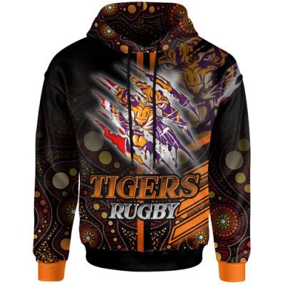 Wests Tigers Hoodie - Custom Wests Tigers Claw Aboriginal Inspired Indigenous Sport Style Hoodie