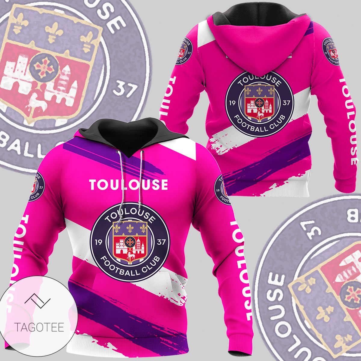 Toulouse FC Dark Pink Pullover Hoodie Toulouse FC Dark Pink Pullover Hoodie