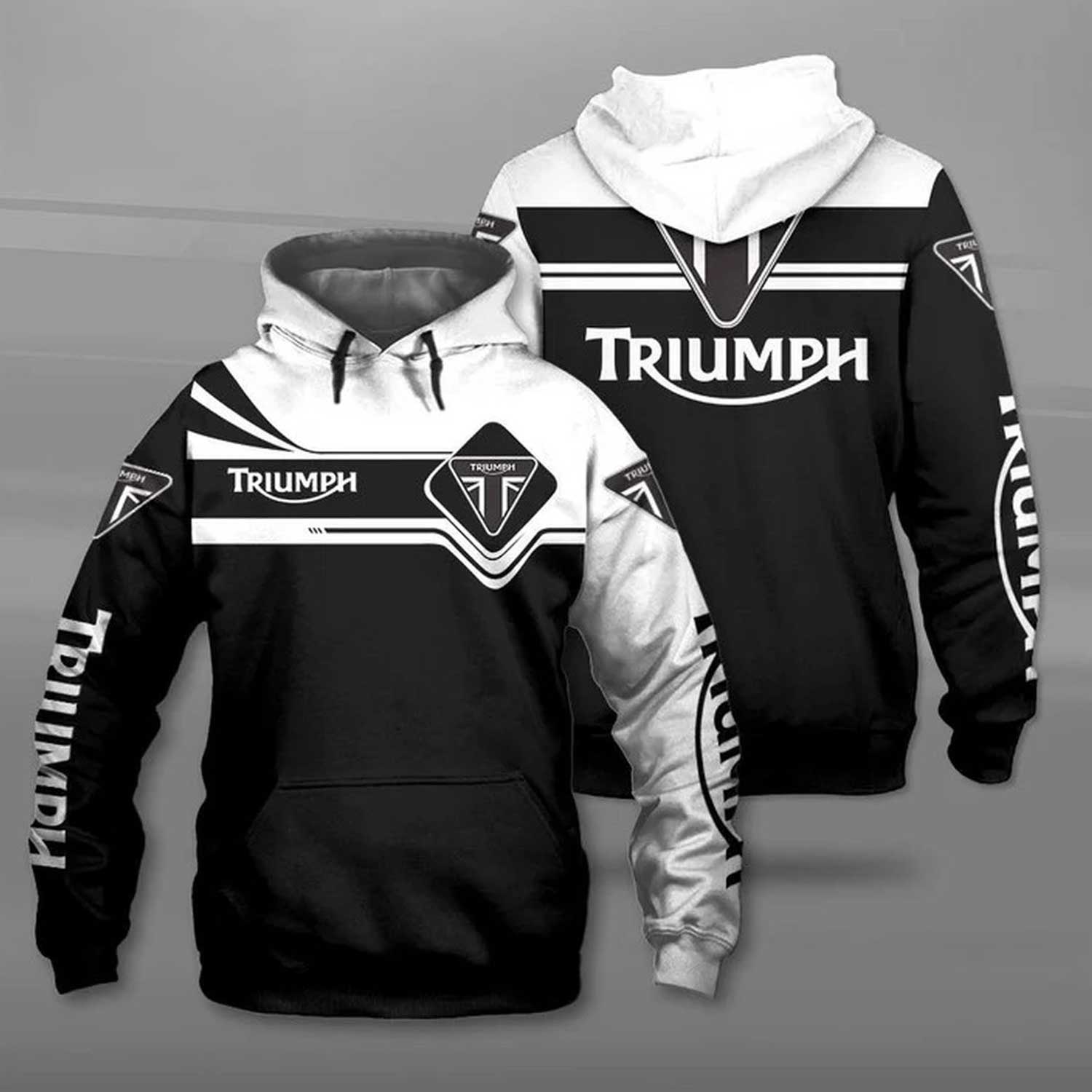 Triumph Motorcycles Black White Pullover Hoodie Triumph Motorcycles Black White Pullover Hoodie