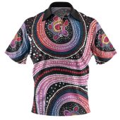 Australia Dot Painting Inspired Aboriginal Polo Shirt - Turtles With Dot In Aboriginal Polo Shirt