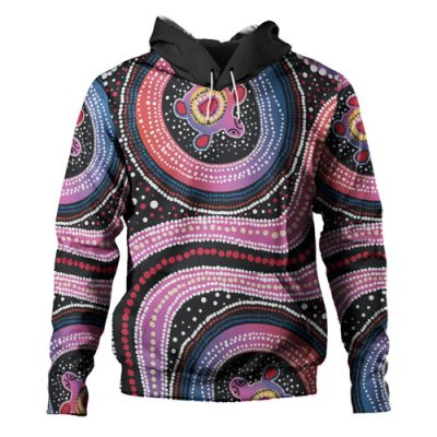 Australia Dot Painting Inspired Aboriginal Hoodie - Turtles With Dot In Aboriginal Hoodie