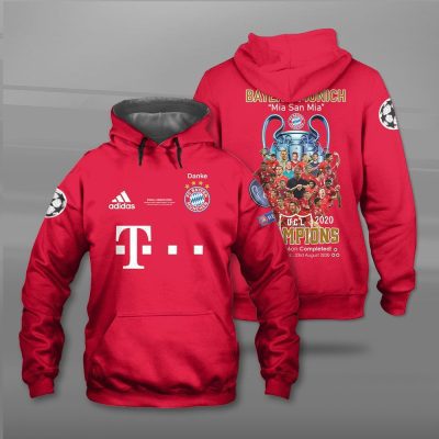 Bayern Munich Red Champions 2020 Pullover Hoodie