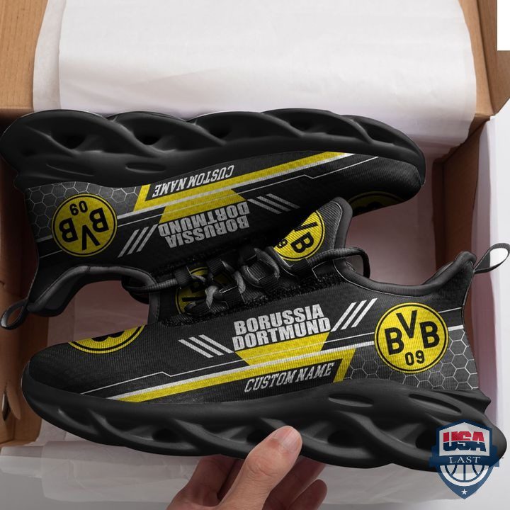 Borussia Dortmund Custom Name Black Yellow Max Soul Shoes Borussia Dortmund Custom Name Black Yellow Max Soul Shoes