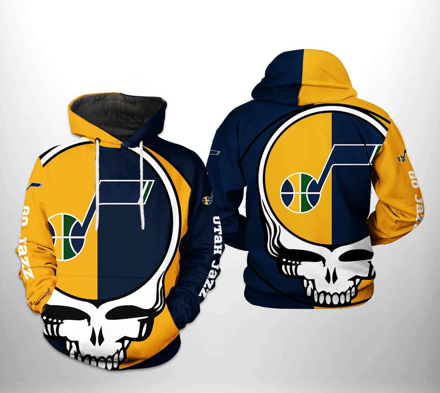 NBA Utah Jazz GRATEFUL DEAD 3D PRINTED Pullover Hoodie NBA Utah Jazz GRATEFUL DEAD 3D PRINTED Pullover Hoodie